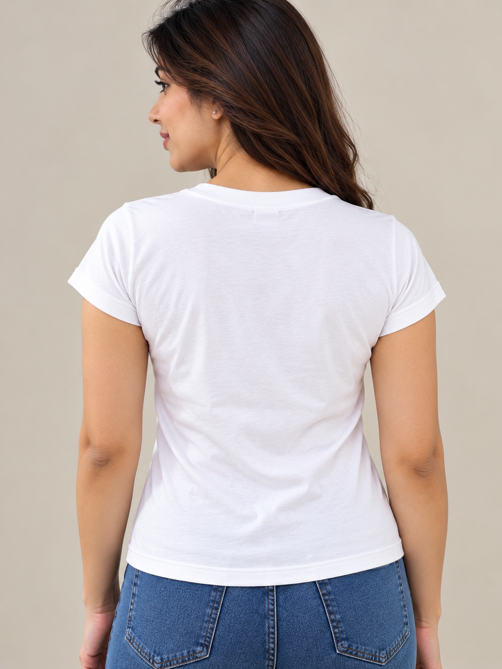 Women's White Round Neck T-Shirt with Beaded Playing Cards Design | Short Sleeve Casual Top | Red Heart, Diamond, Black Club & Spade Embellishment