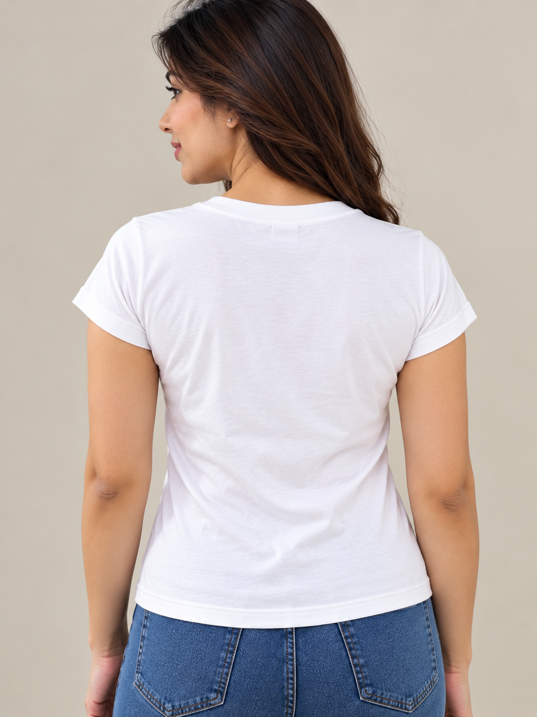 Women's White Round Neck T-Shirt with Beaded Playing Cards Design | Short Sleeve Casual Top | Red Heart, Diamond, Black Club & Spade Embellishment