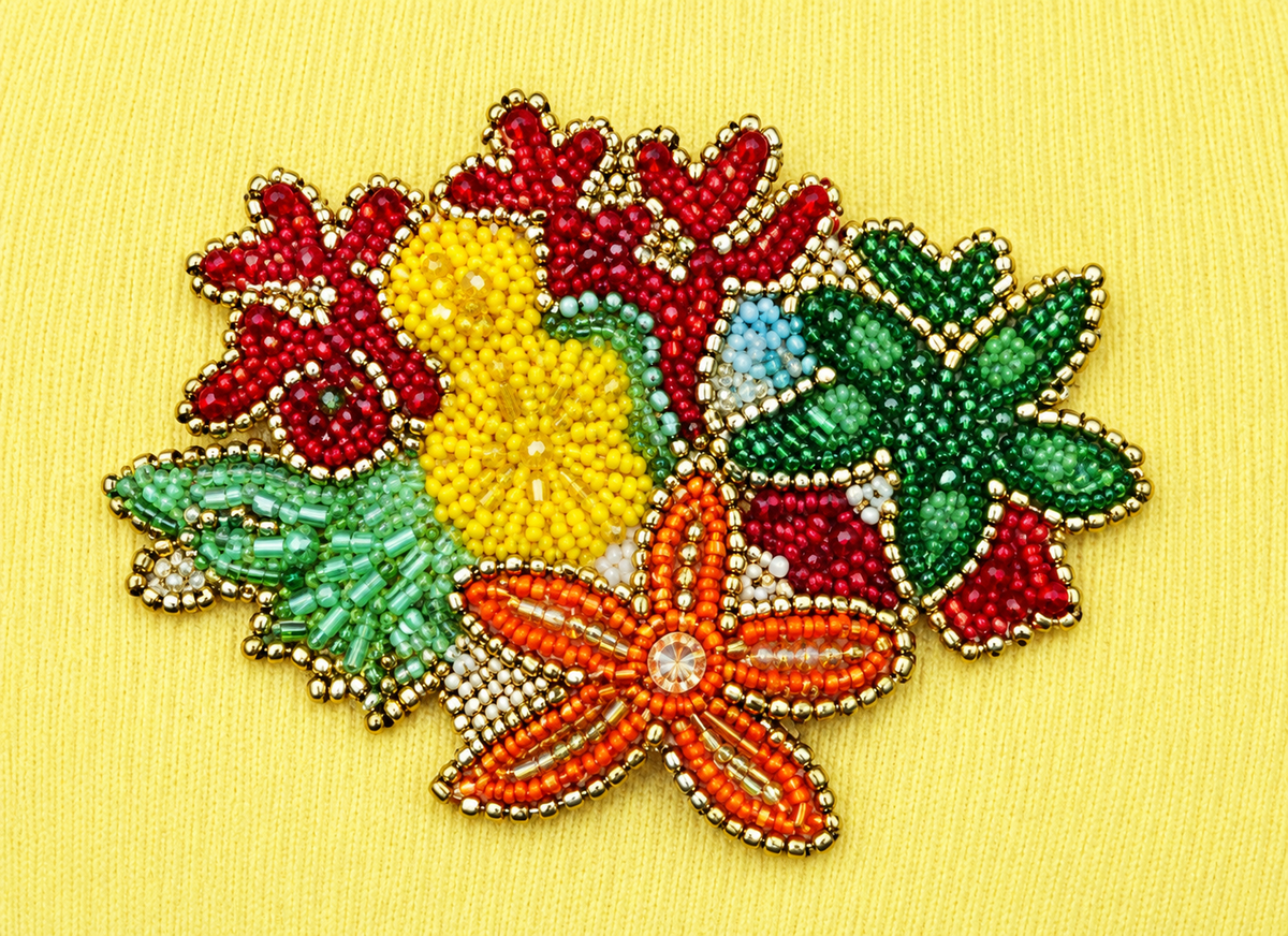 Women's Yellow Ribbed Sleeveless Tank Top with Colorful Floral Beadwork Embellishment, Scoop Neck Casual Top