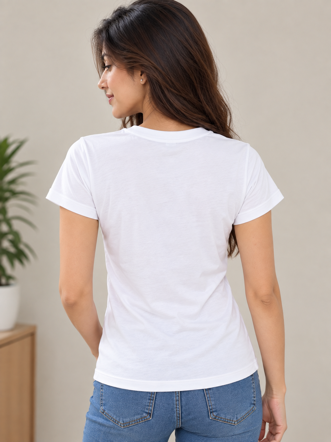 Women's White Round Neck T-Shirt with Colorful Cocktail Glass Beaded Design | Short Sleeve Casual Top | Festive Party Inspired Embellishment