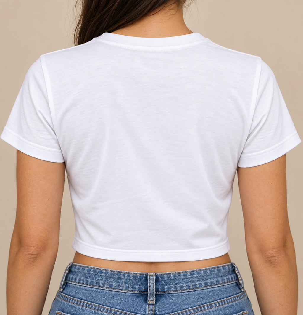 Women's White Embellished Crop T-Shirt with Multicolor Layered Beaded Design