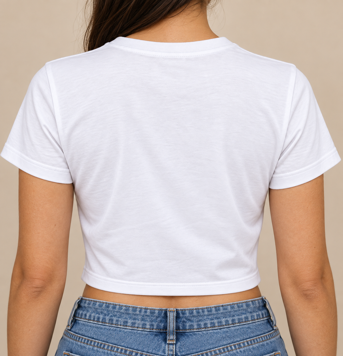 Women's White Embellished Crop T-Shirt with Multicolor Layered Beaded Design